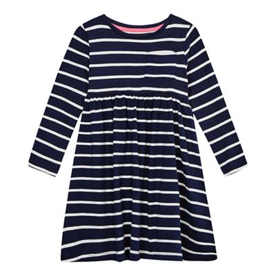 Girls' navy striped dress